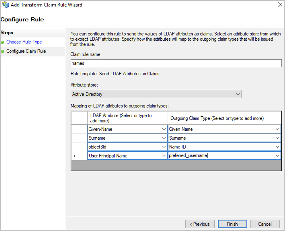 AD FS Configure Rule